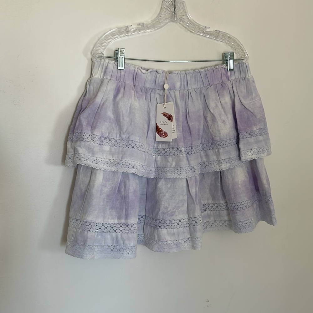 🎈3/$25🎈NWT C&V Chelsea & Violet Lace Inset linen Skirt